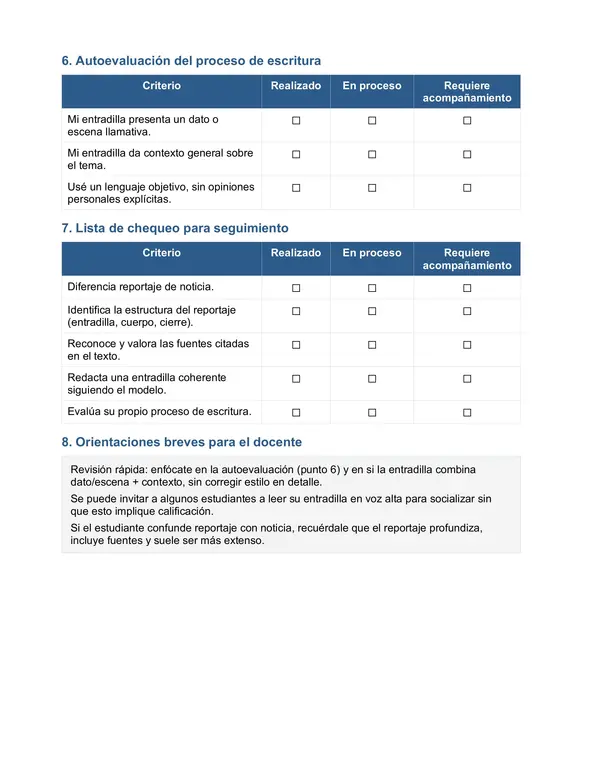 Taller de apoyo - Reportaje, lectura del siglo XXI, ensayo, textos discontinuos e informativos. 