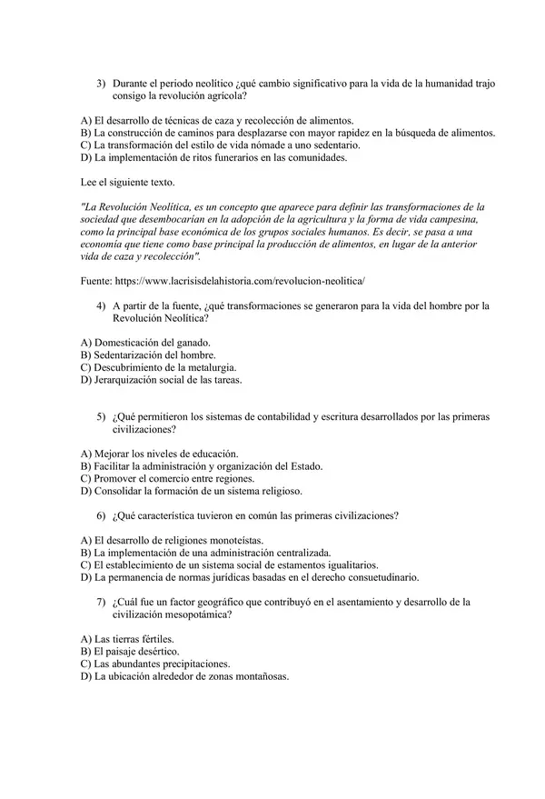 Evaluación primeras civilizaciónes