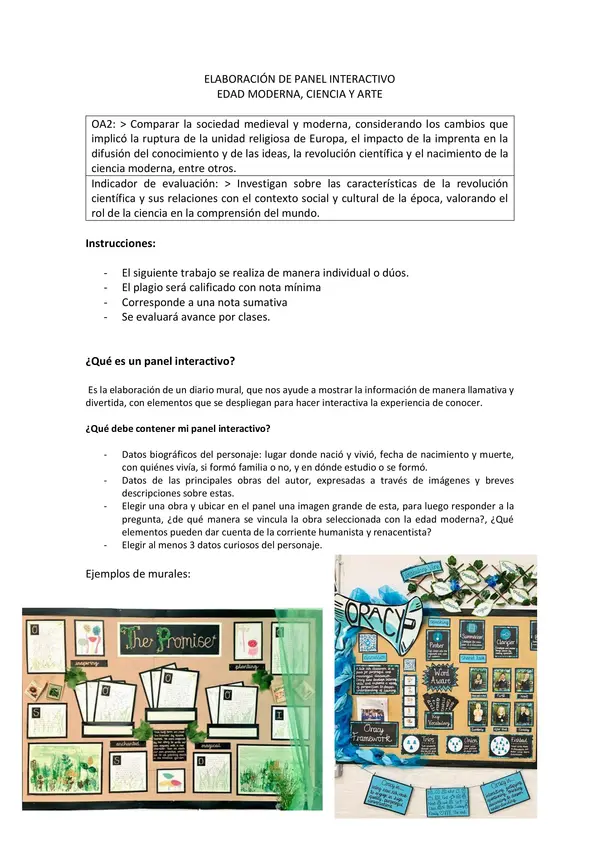 8vo básico historia. Mural interactivo: científicos y artistas de la edad moderna