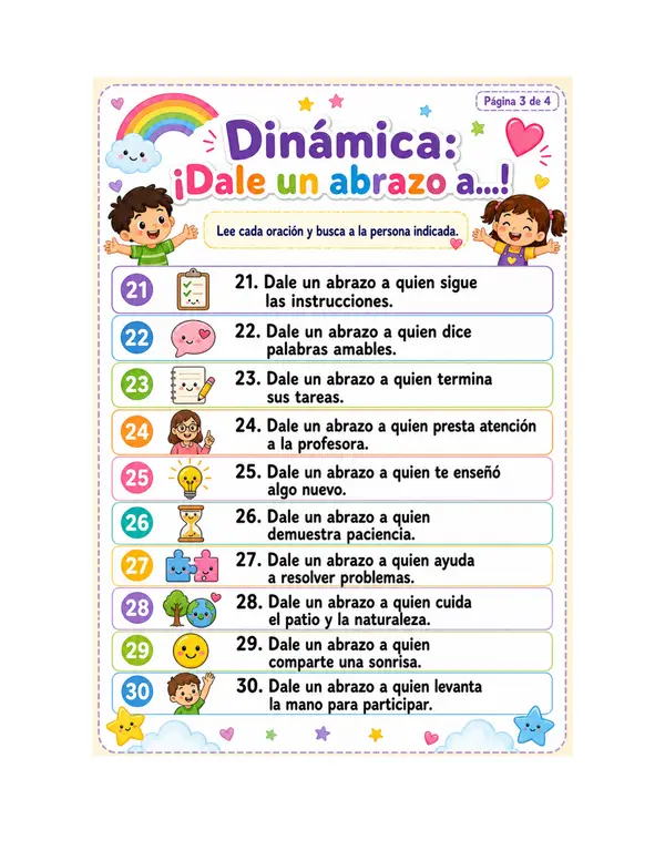 Dinámica dale un abrazo