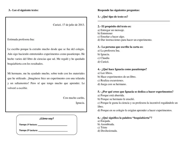 Fichas comprensión lectora 3° básico n° 2