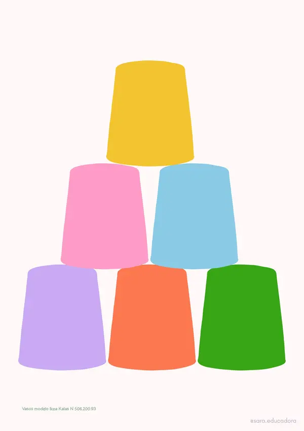 Tarjetas modelo de juego "stack the cup" (Apilar vasos)