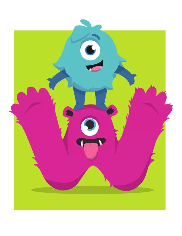 Welcome Sign with Monsters characters for print