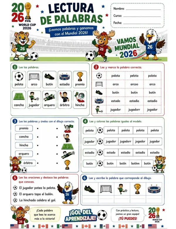 GUÍA LECTURA DE PALABRAS MUNDIAL 2026