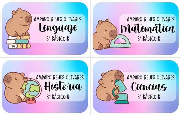 Etiquetas para cuaderno capibara