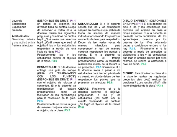 Planificación Mensual Clase a Clase, Lenguaje, septiembre, unidad 3
