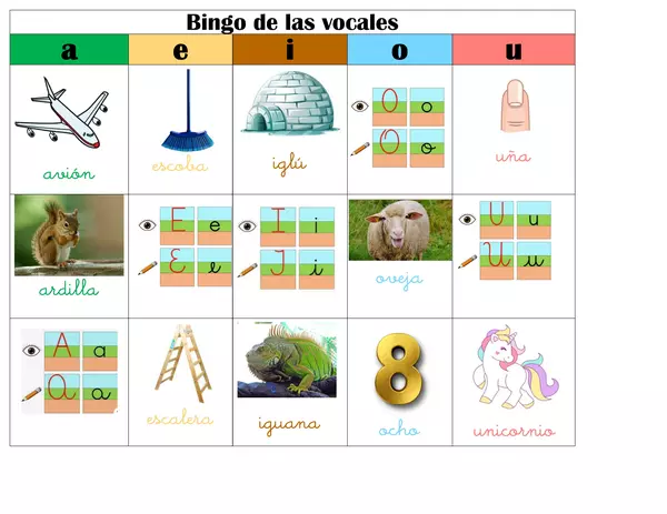 Bingo de vocales y sílabas