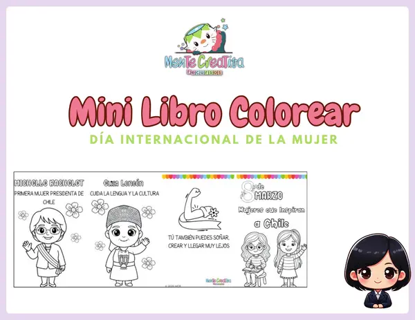 Mini Libro para Colorear | Día Internacional de la Mujer | Mujeres que inspiran a Chile