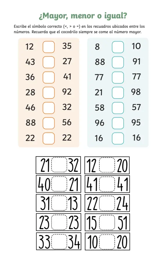 Igualdad y desigualdad / signos mayor, menor, es igual