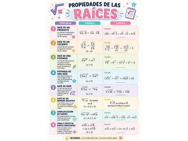 PROPIEDADES DE LAS RAÍCES