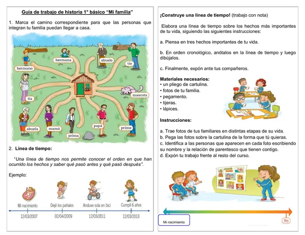 Guía de historia 1° básico "Creación de línea de tiempo"