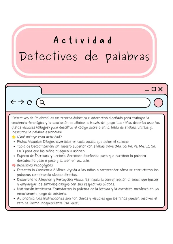 Detective de palabras (Lectura inicial)