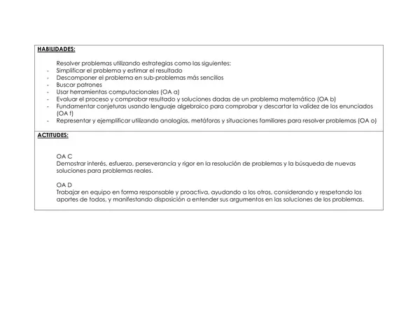 Planificación Clase a Clase Mayo - Matemática - 1° Medio