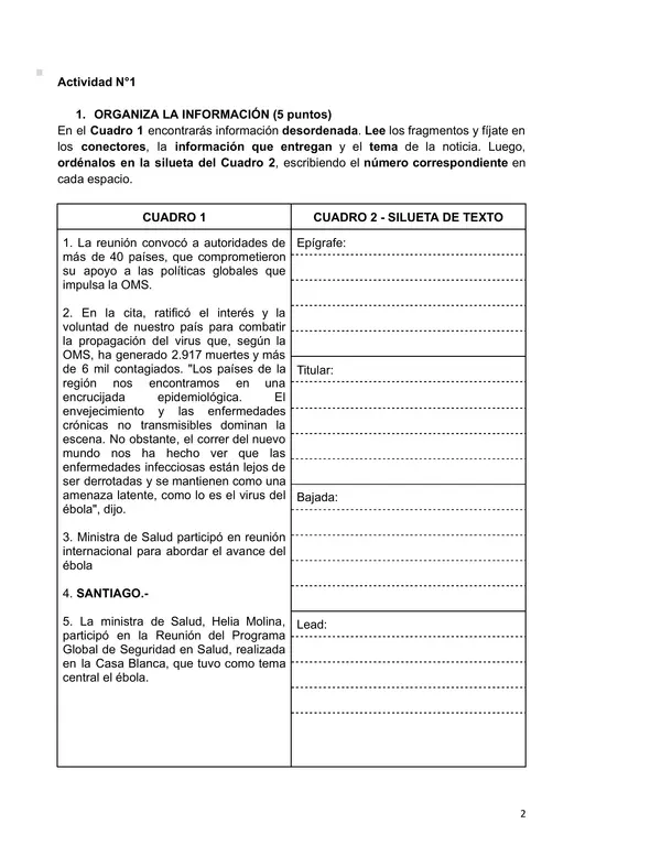 Evaluación producir una noticia 