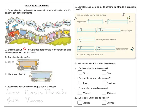 Guía de historia 1°básico "Días de la semana"