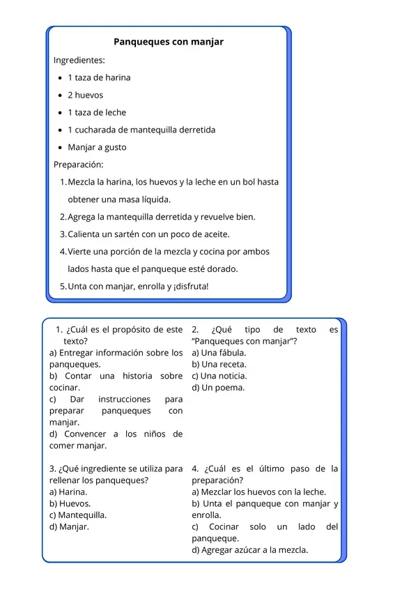 Comprensión lectora 4° básico