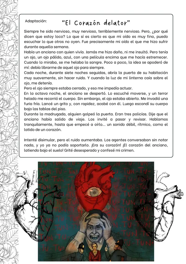 " Comprensión Lectora:  GUÍA N°6  “El corazón delator” + Método R.I.C.E. (OA 8)"