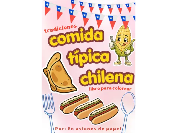 Ilustraciones Coloreables Comida típica de Chile