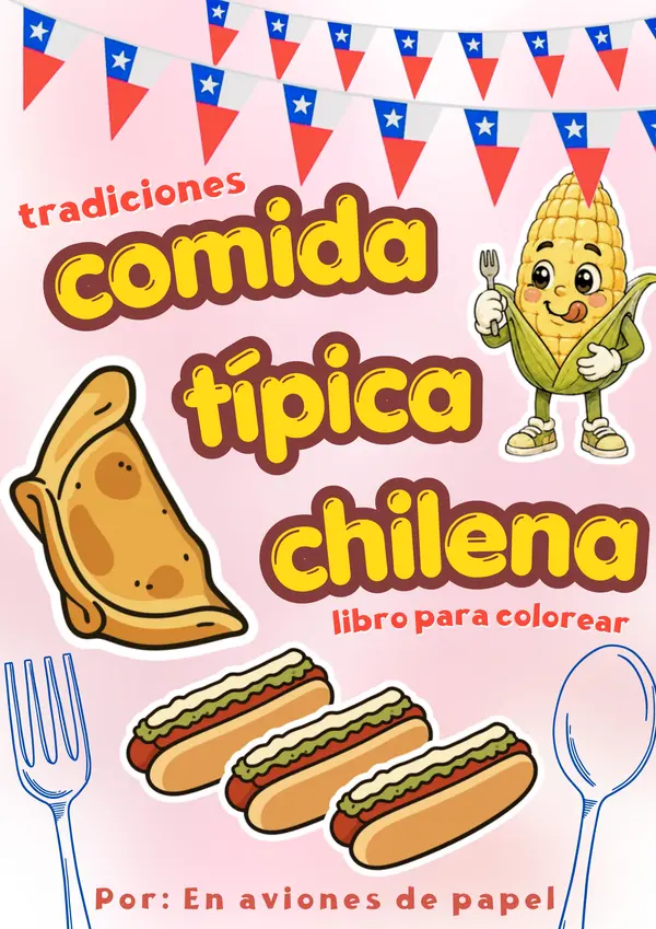 Ilustraciones Coloreables Comida típica de Chile