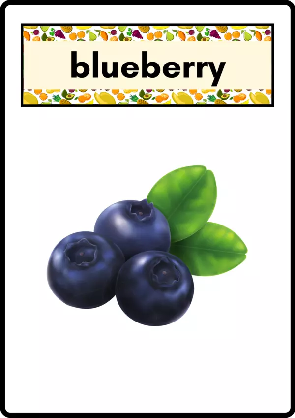 Flash Cards vocabulario de las Frutas en inglés Blueberry