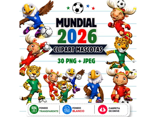 Clipart Mascotas Mundial de Fútbol 2026 | Mascotas Zayu, Clutch y México