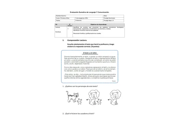 Prueba letra m y l