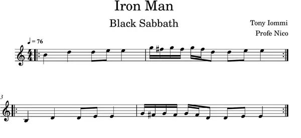 ¿Cómo se vería el rock en una partitura? (Iron Man - Black Sabbath)