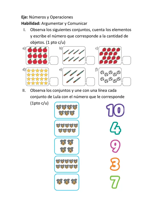 evaluación de Matematicas ADECUADA números 0 - 30 