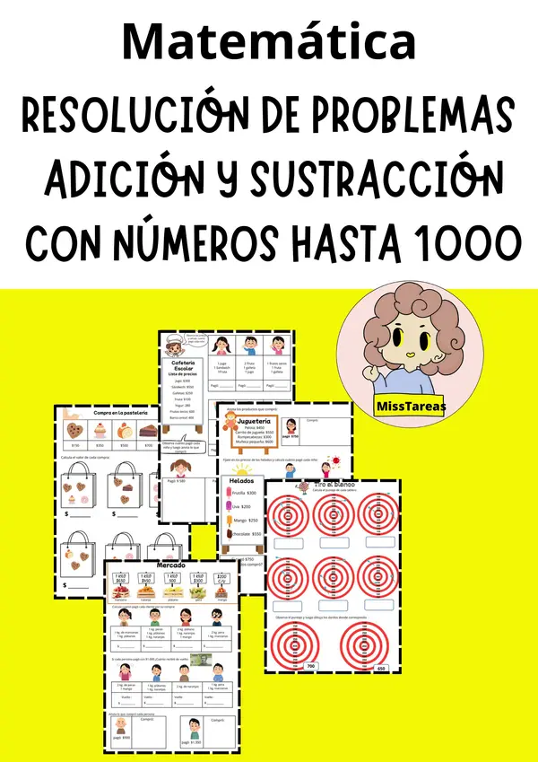 Ficha de Matemática: Resolución de Problemas - Suma y Resta hasta 1000