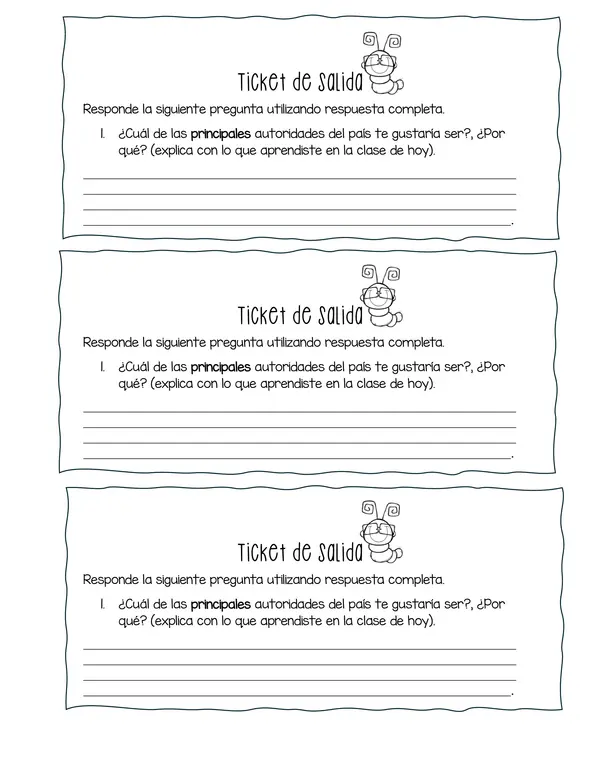 Autoridades de Chile (ticket de salida)