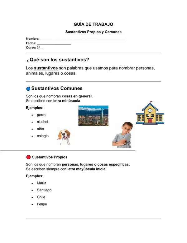 Sustantivos propios y comunes