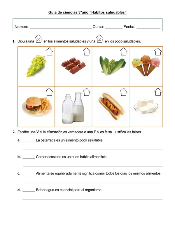 Guía de ciencias 3°año "Hábitos Saludables"