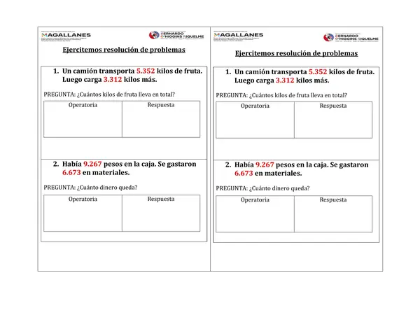 Guía de resolución de problemas de adición y sustracción