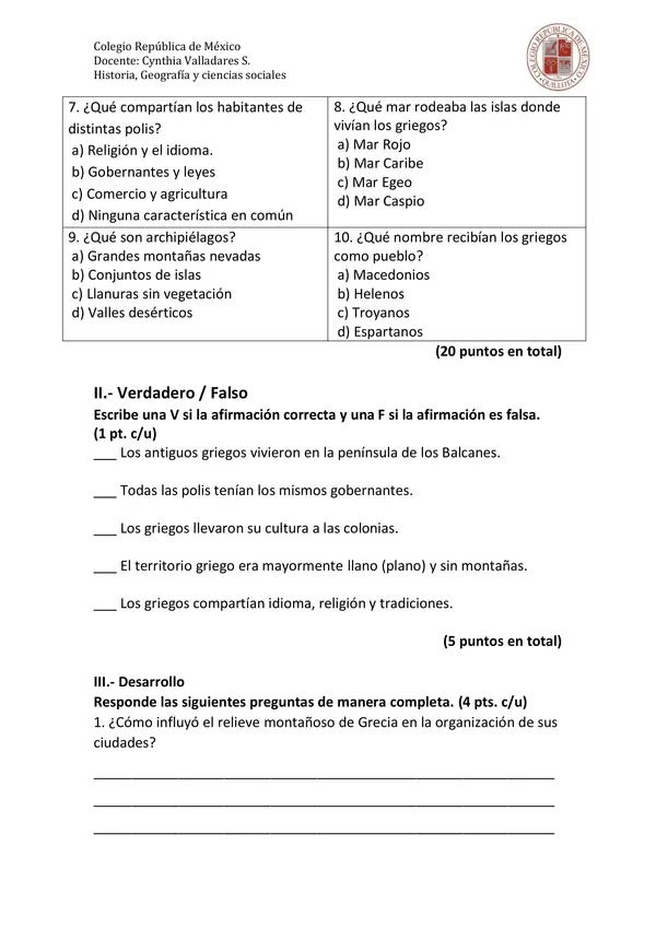 Prueba de la antigua Grecia