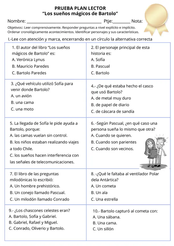 Evaluación Los sueños mágicos de Bartolo