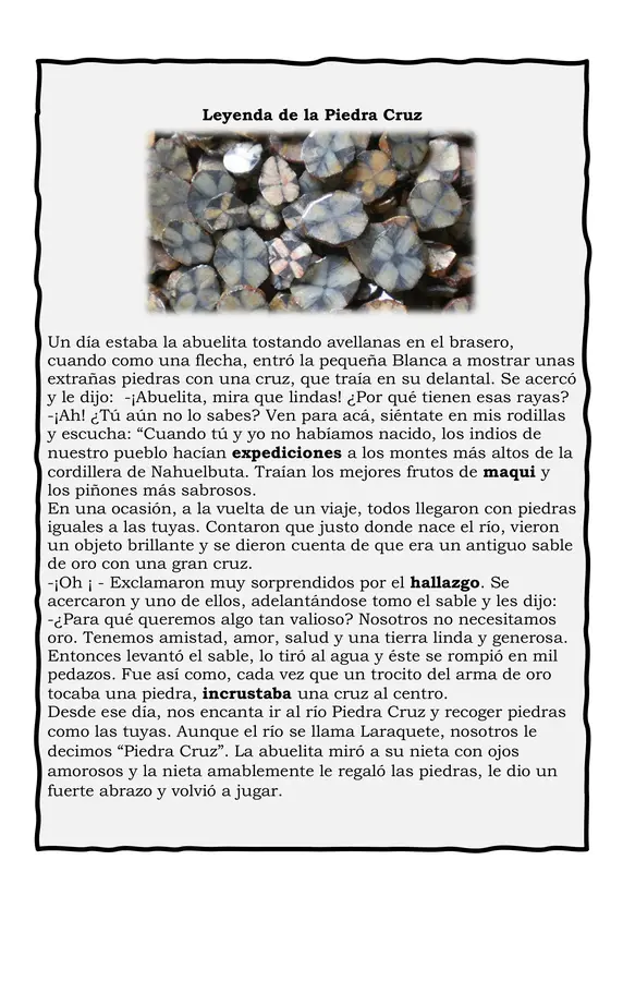 Guía Comprensión lectora Leyenda de la Piedra Cruz en Word editable