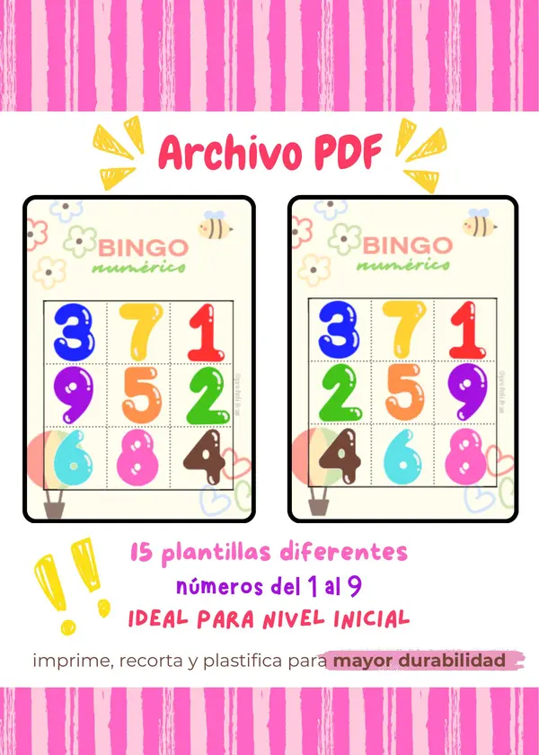 Bingo numérico (del1 al 9)