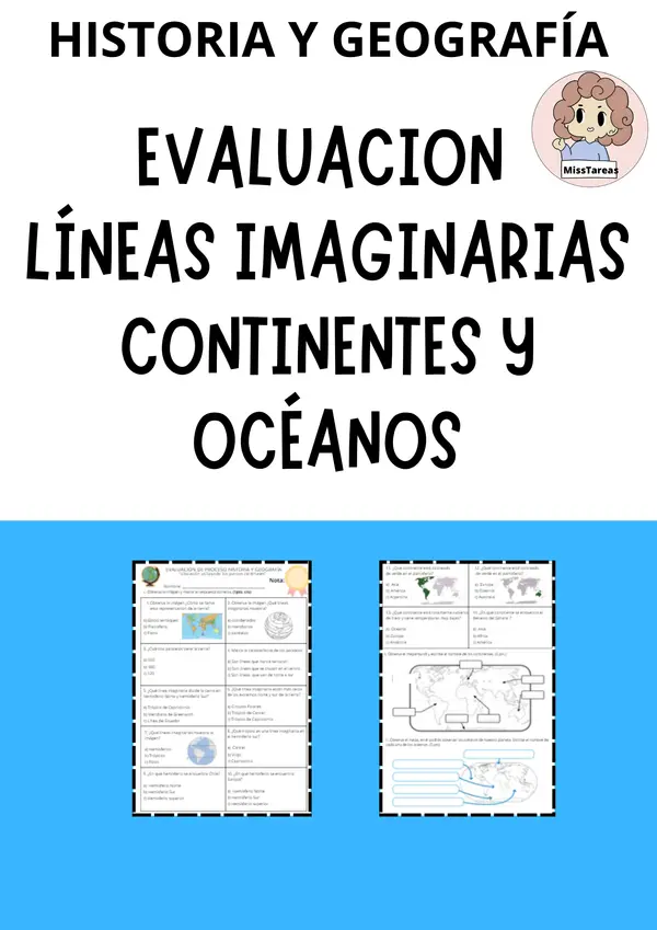  Evaluación de Historia y Geografía: Líneas Imaginarias, Continentes y Océanos