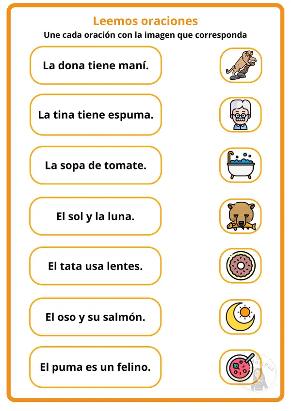 Lectura de oraciones M-P-L-S-T-N-D-F