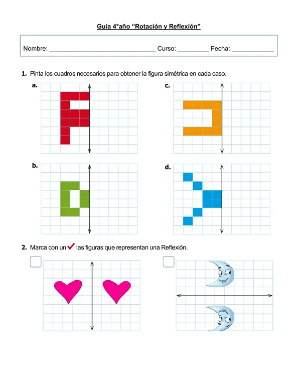 Guía 4° año "Reflexión y Rotación de figuras geométricas"