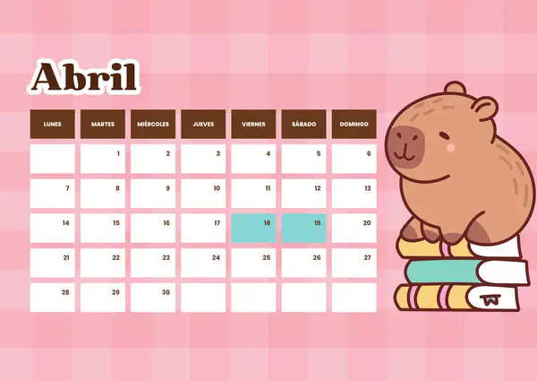 Calendario marzo a diciembre capibara