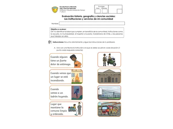 Evaluación historia, geografía y ciencias sociales: las instituciones 