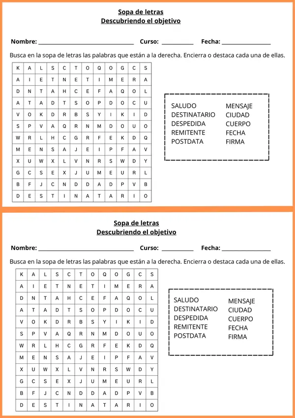 Sopa de letras - La carta