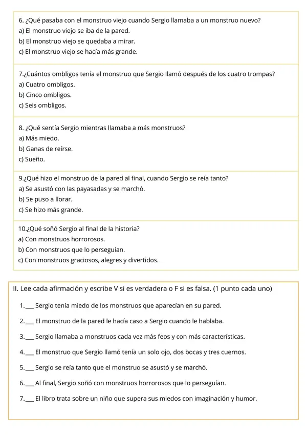  Evaluación Plan Lector "El domador de monstruos" 