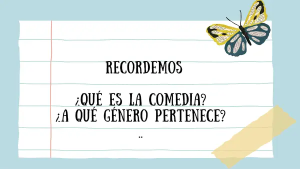  DOS CLASES COMPLETAS PARA SEGUIR LA UNIDAD DE LA COMEDIA 