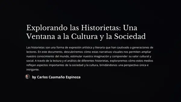 Explorando las Historietas: Una Ventana a la Cultura y la Sociedad; 5to Básico