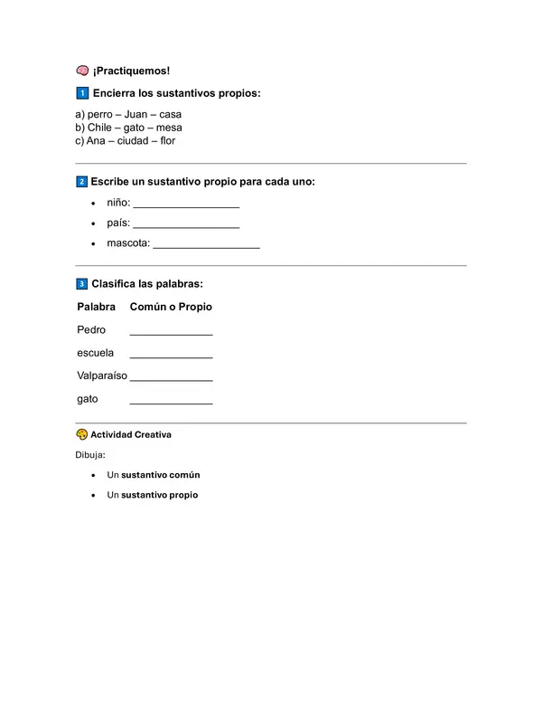 Sustantivos propios y comunes