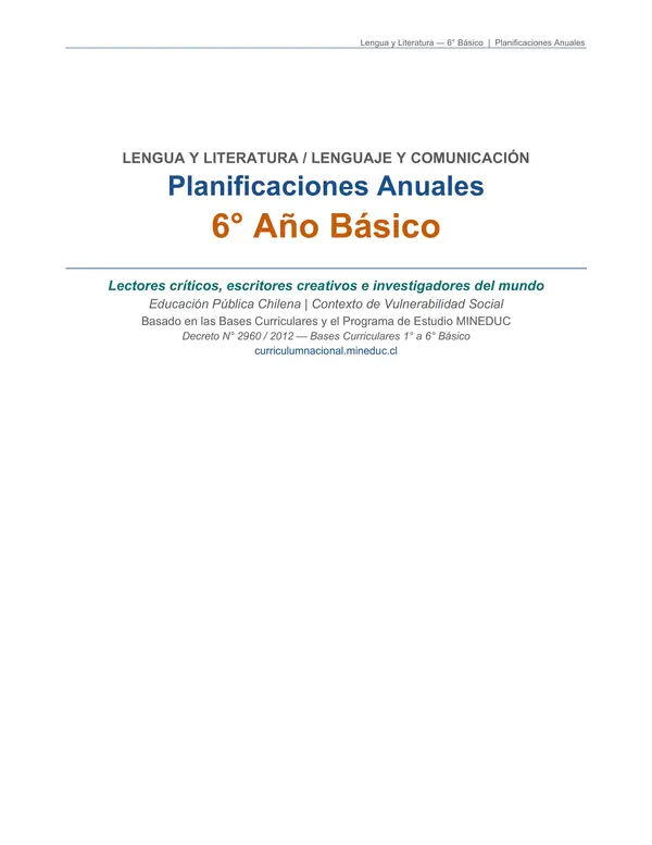 SEXTO AÑO, PLANIFICACIÓN CLASE A CLASE PARA TODO EL AÑO LECTIVO