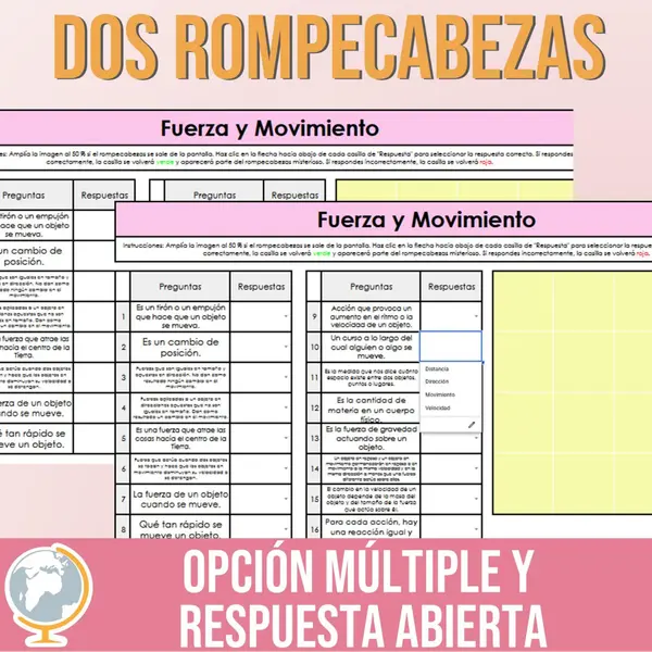 Fuerza y movimiento rompecabezas misterioso