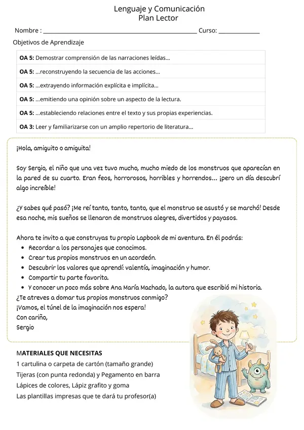 Lapbook "El domador de monstruos" - Plan Lector Creativo